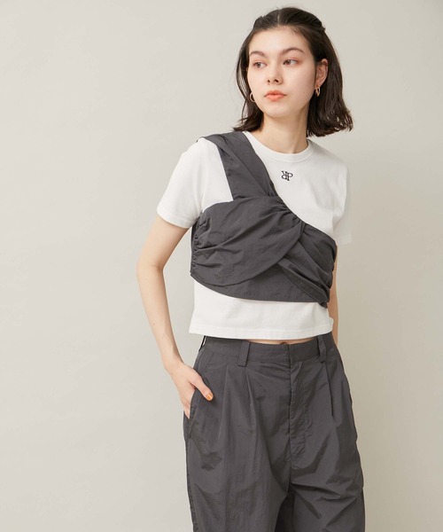 ROPE' PICNIC（ロペピクニック）の「ナイロンねじりビスチェ/セットアップ対応（ベスト・レディース・チャコールグレー/オフホワイト・38）」の2枚目の写真