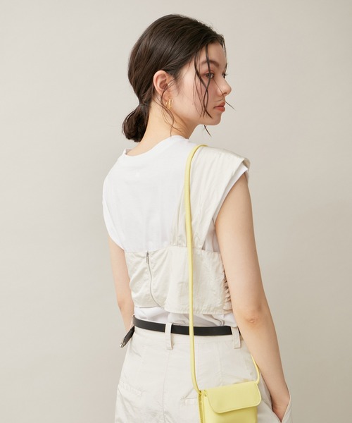 ROPE' PICNIC（ロペピクニック）の「ナイロンねじりビスチェ/セットアップ対応（ベスト・レディース・チャコールグレー/オフホワイト・38）」の4枚目の写真