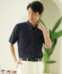 m.f.editorial（エムエフエディトリアル）の「【形態安定　吸水速乾】m.f.エディトリアル メンズ Biz クールパス ボタンダウン　ストレッチ半袖 ビズシャツ（ビジネスシャツ・メンズ）」