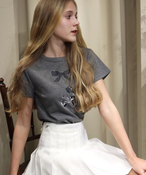 titty＆Co. PETIT（ティティアンドコープティ）の「うさぎリボンTシャツ（Tシャツ/カットソー・レディース・ライトベージュ/チャコールグレー・FREE）」の8枚目の写真