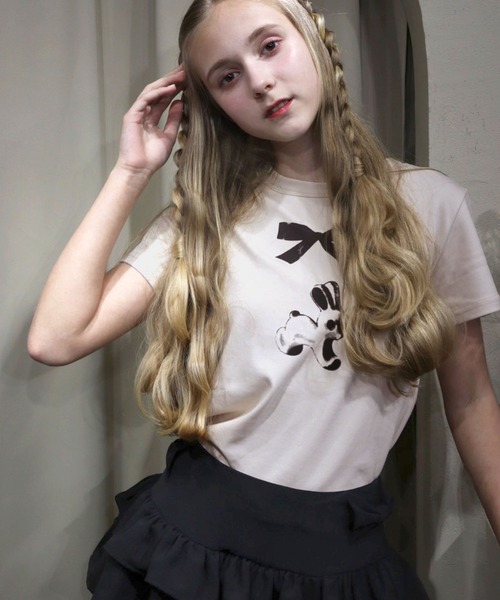 titty＆Co. PETIT（ティティアンドコープティ）の「うさぎリボンTシャツ（Tシャツ/カットソー・レディース・ライトベージュ/チャコールグレー・FREE）」の12枚目の写真