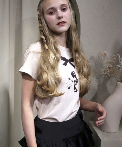 titty＆Co. PETIT（ティティアンドコープティ）の「うさぎリボンTシャツ（Tシャツ/カットソー・レディース・ライトベージュ/チャコールグレー・FREE）」の13枚目の写真