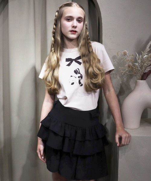 titty＆Co. PETIT（ティティアンドコープティ）の「うさぎリボンTシャツ（Tシャツ/カットソー・レディース・ライトベージュ/チャコールグレー・FREE）」の10枚目の写真