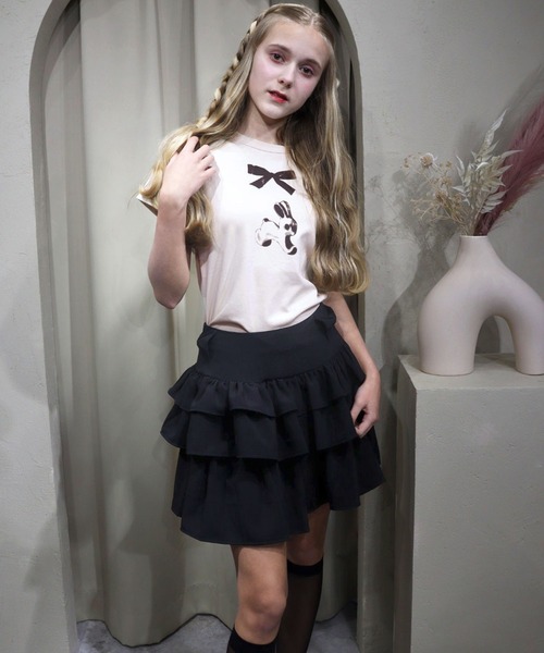 titty＆Co. PETIT（ティティアンドコープティ）の「うさぎリボンTシャツ（Tシャツ/カットソー・レディース・ライトベージュ/チャコールグレー・FREE）」の16枚目の写真