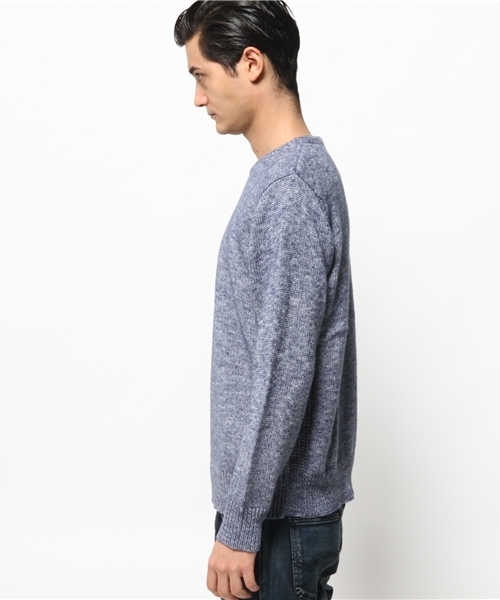 SEVENDAYS=SUNDAY（セブンデイズサンデイ）の「デニムライク　長袖プルオーバー（ニット/セーター・メンズ・ブラウン/ネイビー・SMALL/MEDIUM/LARGE）」の3枚目の写真