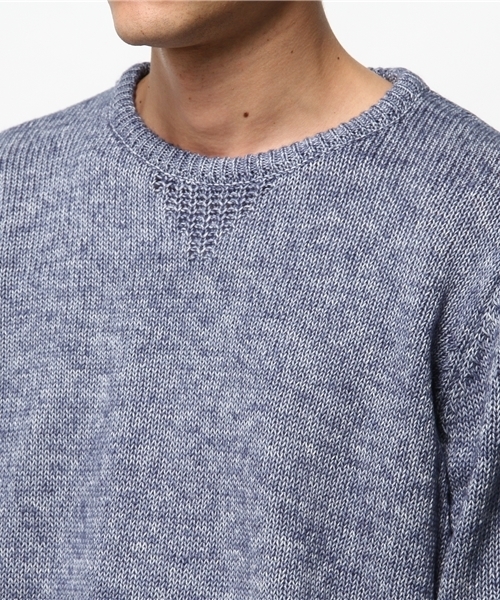 SEVENDAYS=SUNDAY（セブンデイズサンデイ）の「デニムライク　長袖プルオーバー（ニット/セーター・メンズ・ブラウン/ネイビー・SMALL/MEDIUM/LARGE）」の5枚目の写真