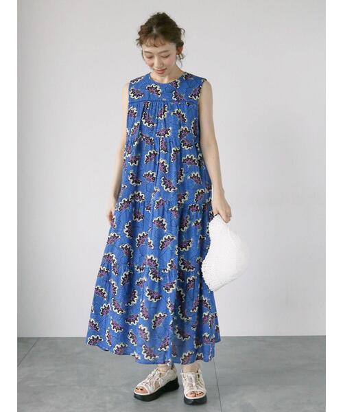 Lugnoncure（ルノンキュール）の「アフリカン柄ワンピース（ワンピース・レディース・ベージュ/イエロー/ブルー・F）」の4枚目の写真