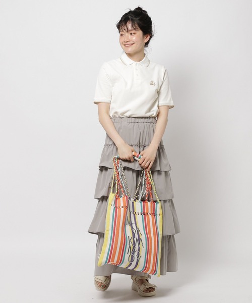 niko and...（ニコアンド）の「ラメラインエンブレムポロシャツ（ポロシャツ・レディース・オフホワイト/ブルー/ブラック・MEDIUM/LARGE）」の18枚目の写真