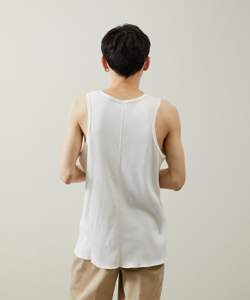 And A(アンドエー)の「And A アンドエー / SUPIMA COTTON CODE FRISE TANK TOPS スーピマコットンコードフライスタンクトップ / AA-S24M005(タンクトップ・メンズ・オフホワイト/ブラウン/スミクロ・1/2)」の20枚目の写真
