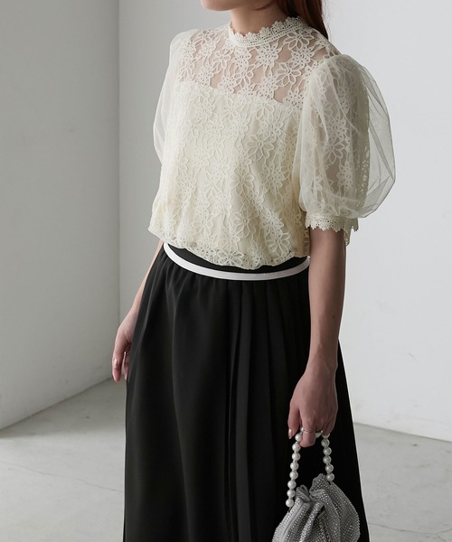 noirkeininomiyaチュールパフスリーブ ブラックTシャツ noir kei ninomiya