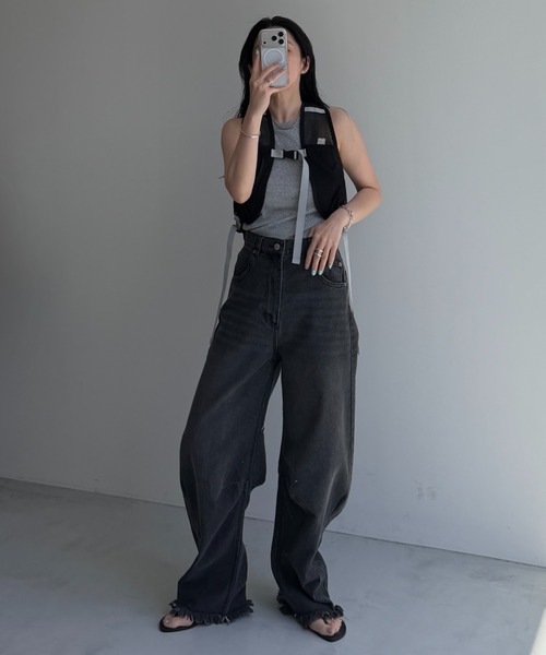 wee9s(ウィークス)の「curve denim / カーブデニム(デニムパンツ・レディース・アイボリー/ブラック・M/S)」の7枚目の写真