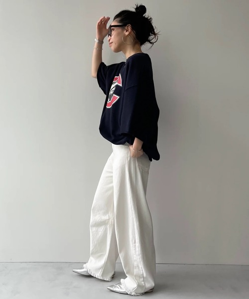 wee9s(ウィークス)の「curve denim / カーブデニム(デニムパンツ・レディース・アイボリー/ブラック・M/S)」の4枚目の写真