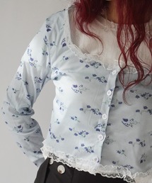 【 antique andico / アンティーク アンディコ 】 小花柄 レース クロップド カーディガン #_