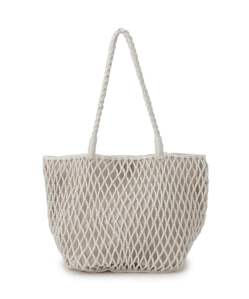 SHOO・LA・RUE（シューラルー）の「◆【マチあり】マクラメトートバッグ（トートバッグ・レディース・アイボリー/キャメル/イエロー・00）」の2枚目の写真