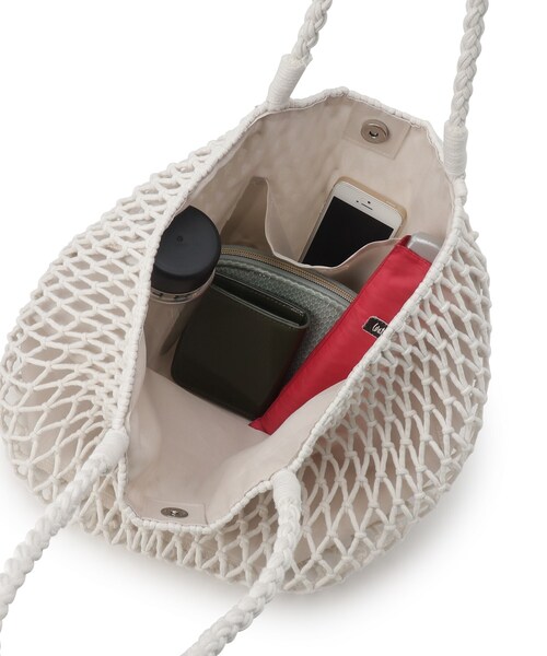 SHOO・LA・RUE（シューラルー）の「◆【マチあり】マクラメトートバッグ（トートバッグ・レディース・アイボリー/キャメル/イエロー・00）」の14枚目の写真