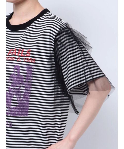 jouetie（ジュエティ）の「チュールレイヤードロックTシャツ（Tシャツ/カットソー・レディース・その他1/ブラック/オフホワイト・MEDIUM）」の13枚目の写真