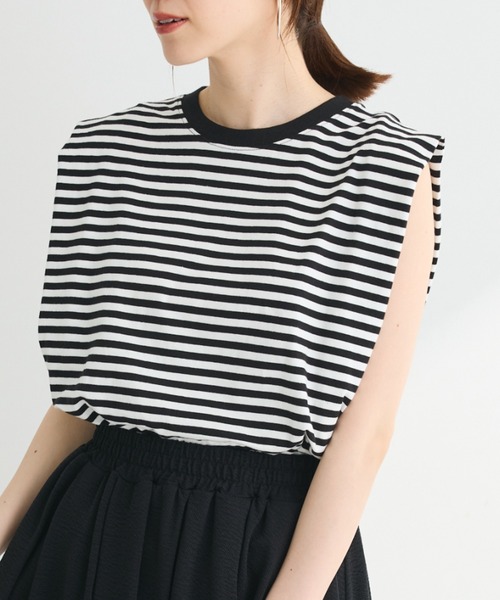 Sugar spoon（シュガースプーン）の「・SUGAR　SPOON　タックノースリーブTEE（Tシャツ/カットソー・レディース・イエロー/ブラック/オフホワイト/チャコールグレー/ブルー/その他7・FREE）」の6枚目の写真