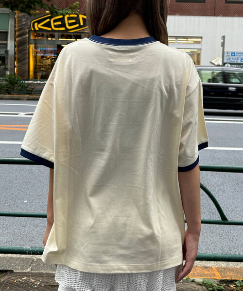 CIAOPANIC（チャオパニック）の「【ユニセックス】レースワッペンカレッジTEE（Tシャツ/カットソー・レディース・アイボリー/ブラック/グリーン・FREE）」の9枚目の写真