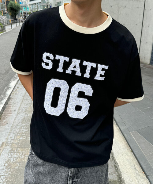 CIAOPANIC（チャオパニック）の「【ユニセックス】レースワッペンカレッジTEE（Tシャツ/カットソー・レディース・アイボリー/ブラック/グリーン・FREE）」の14枚目の写真