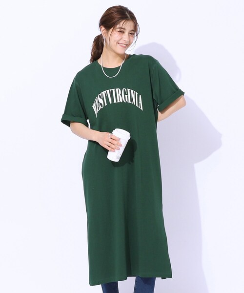 Cutie Blonde（キューティーブロンド）の「【洗える】大人のデイリーカジュアルに サイドスリットTシャツワンピース（ワンピース・レディース・ブラック/ダークグリーン/ナチュラル・02/03/04）」の3枚目の写真