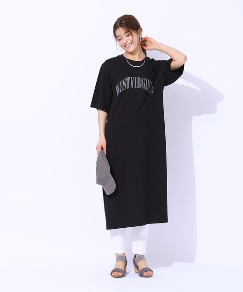 Cutie Blonde（キューティーブロンド）の「【洗える】大人のデイリーカジュアルに サイドスリットTシャツワンピース（ワンピース・レディース・ブラック/ダークグリーン/ナチュラル・02/03/04）」の4枚目の写真