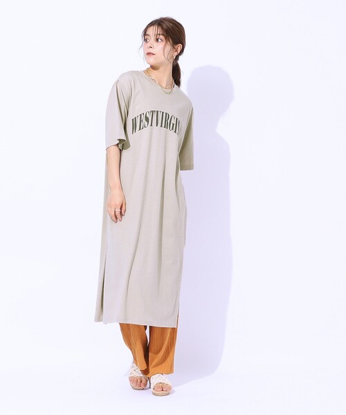 Cutie Blonde（キューティーブロンド）の「【洗える】大人のデイリーカジュアルに サイドスリットTシャツワンピース（ワンピース・レディース・ブラック/ダークグリーン/ナチュラル・02/03/04）」の12枚目の写真