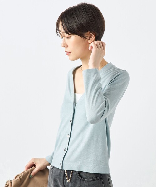 NOLLEY’S Sophi（ノーリーズソフィ）の「《手洗い可能》《アンサンブル対応》ウール混ラメVネックカーディガン（カーディガン/ボレロ・レディース・キャメル/グレー/サックスブルー/サーモンピンク・38/36）」の13枚目の写真