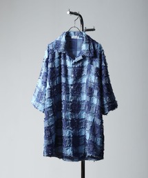 シャギー ブロックチェック 半袖 シャツ