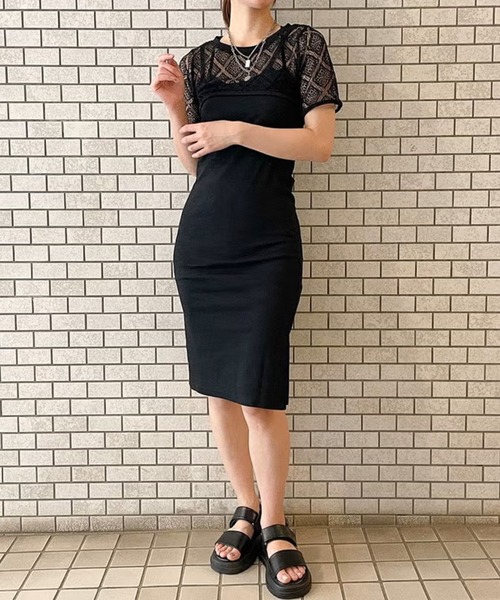 GORGE(ゴージ)の「キャミワンピース+メッシュプルオーバー(Tシャツ/カットソー・レディース・モカ/ブラック・F)」の3枚目の写真