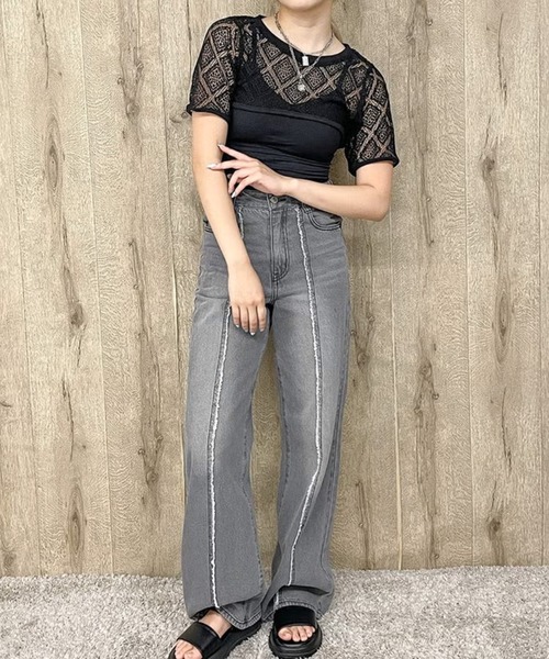 GORGE(ゴージ)の「キャミワンピース+メッシュプルオーバー(Tシャツ/カットソー・レディース・モカ/ブラック・F)」の5枚目の写真