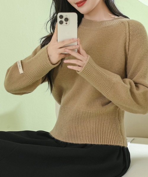 Lace Ladies（レースレディース）の「ラウンドネック コンパクト 長袖 ニット プルオーバー（ニット/セーター・レディース・ダークグレー/ベージュ/ライトグレー/アイボリー/ブラック・FREE）」の5枚目の写真