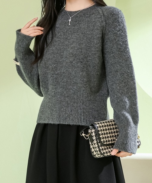 Lace Ladies（レースレディース）の「ラウンドネック コンパクト 長袖 ニット プルオーバー（ニット/セーター・レディース・ダークグレー/ベージュ/ライトグレー/アイボリー/ブラック・FREE）」の11枚目の写真