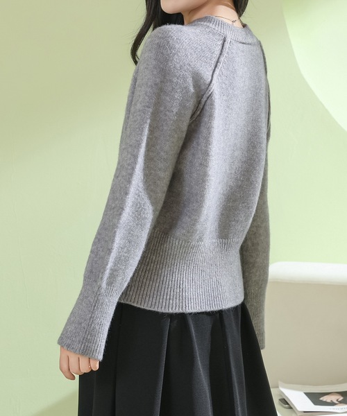 Lace Ladies（レースレディース）の「ラウンドネック コンパクト 長袖 ニット プルオーバー（ニット/セーター・レディース・ダークグレー/ベージュ/ライトグレー/アイボリー/ブラック・FREE）」の16枚目の写真