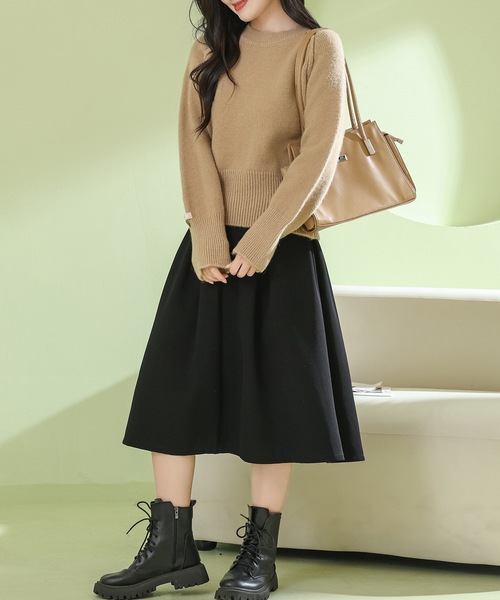 Lace Ladies（レースレディース）の「ラウンドネック コンパクト 長袖 ニット プルオーバー（ニット/セーター・レディース・ダークグレー/ベージュ/ライトグレー/アイボリー/ブラック・FREE）」の18枚目の写真