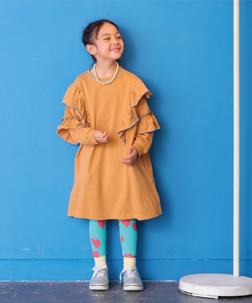 Life Support Products(ライフサポートプロダクツ)の「ダブルフリル長袖ワンピース(ワンピース・キッズ・オフホワイト/オレンジ/ラベンダー・90/100/150/140/130/120/110)」の1枚目の写真