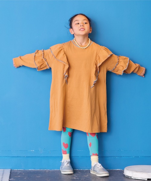 Life Support Products(ライフサポートプロダクツ)の「ダブルフリル長袖ワンピース(ワンピース・キッズ・オフホワイト/オレンジ/ラベンダー・90/100/150/140/130/120/110)」の4枚目の写真