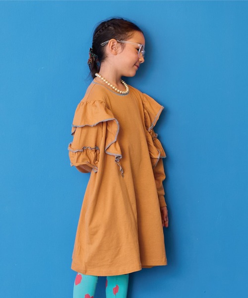 Life Support Products(ライフサポートプロダクツ)の「ダブルフリル長袖ワンピース(ワンピース・キッズ・オフホワイト/オレンジ/ラベンダー・90/100/150/140/130/120/110)」の8枚目の写真