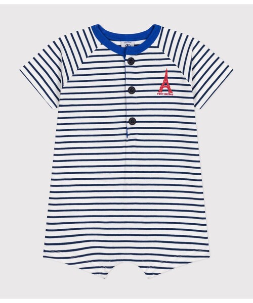 【セール】ショートロンパース（ロンパース）｜PETIT BATEAU（プチバトー） 5,236円