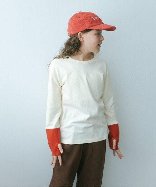 green label relaxing（グリーンレーベルリラクシング）の「TJ 天竺 袖配色 ロングスリーブ / キッズ  140cm-160cm（Tシャツ/カットソー・キッズ・ライラック/ブラック/オフホワイト/ブラウン・140cm/150cm/160cm）」の2枚目の写真