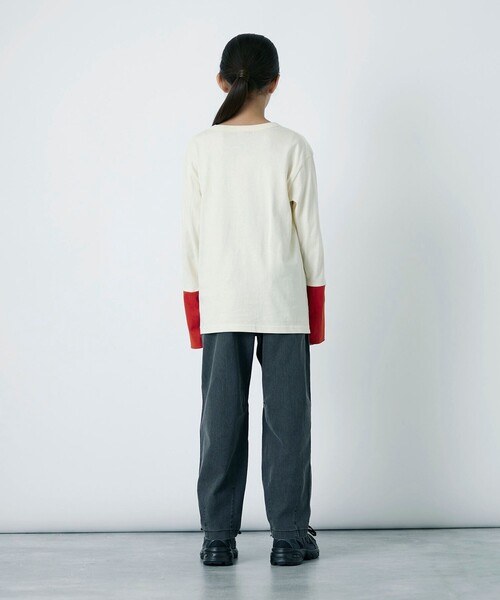 green label relaxing（グリーンレーベルリラクシング）の「TJ 天竺 袖配色 ロングスリーブ / キッズ  140cm-160cm（Tシャツ/カットソー・キッズ・ライラック/ブラック/オフホワイト/ブラウン・140cm/150cm/160cm）」の21枚目の写真
