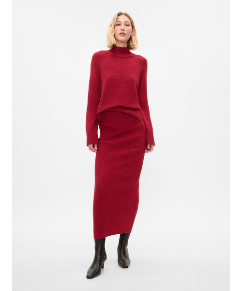 GAP(ギャップ)の「CashSoft カシミヤタッチ リブ マキシニットスカート(スカート・レディース・ブラウン/レッド/ブラック・XS/S/M/L/XL/XXS)」の4枚目の写真