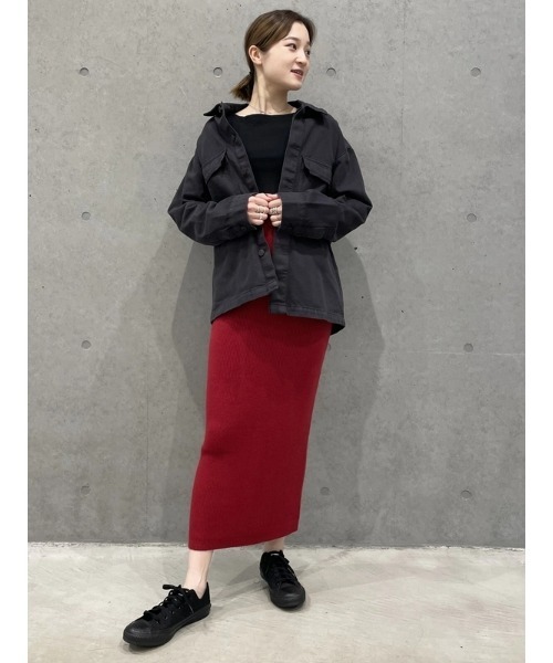 セール】CashSoft カシミヤタッチ リブ マキシニットスカート