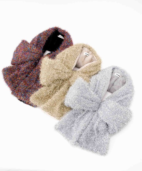 Casselini（キャセリーニ）の「Casselini(キャセリーニ)シャイニーヤーンリボンティペット（マフラー・レディース・マルチ/シルバー/ゴールド・FREE）」の4枚目の写真