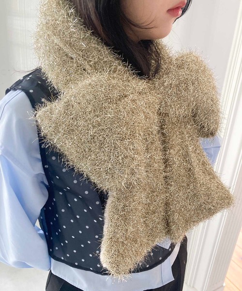 Casselini（キャセリーニ）の「Casselini(キャセリーニ)シャイニーヤーンリボンティペット（マフラー・レディース・マルチ/シルバー/ゴールド・FREE）」の13枚目の写真