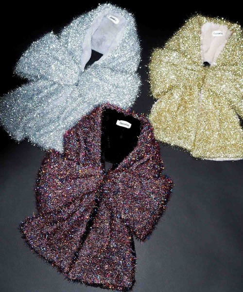 Casselini（キャセリーニ）の「Casselini(キャセリーニ)シャイニーヤーンリボンティペット（マフラー・レディース・マルチ/シルバー/ゴールド・FREE）」の18枚目の写真