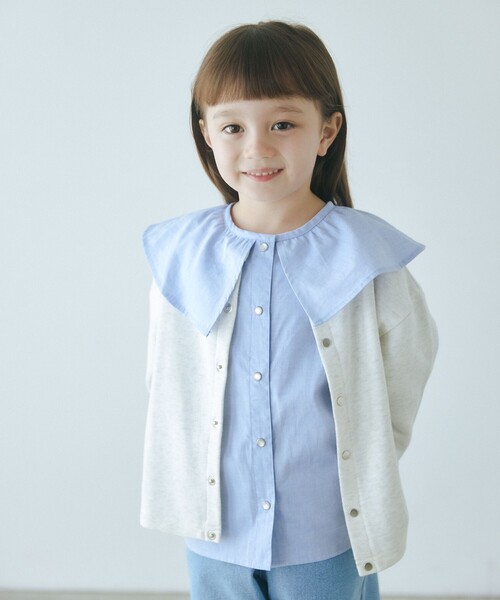 green label relaxing（グリーンレーベルリラクシング）の「TJ 裏毛 カーディガン / キッズ  100cm-130cm（カーディガン/ボレロ・キッズ・ナチュラル/ブラック/ライトブルー・100cm/110cm/120cm/130cm）」の3枚目の写真