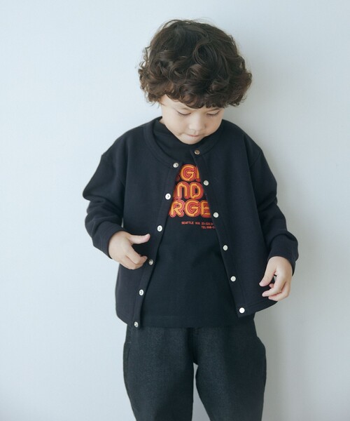 green label relaxing（グリーンレーベルリラクシング）の「TJ 裏毛 カーディガン / キッズ  100cm-130cm（カーディガン/ボレロ・キッズ・ナチュラル/ブラック/ライトブルー・100cm/110cm/120cm/130cm）」の2枚目の写真