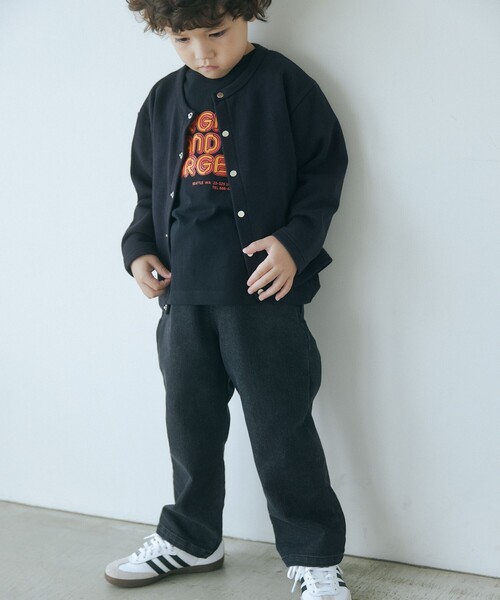 green label relaxing（グリーンレーベルリラクシング）の「TJ 裏毛 カーディガン / キッズ  100cm-130cm（カーディガン/ボレロ・キッズ・ナチュラル/ブラック/ライトブルー・100cm/110cm/120cm/130cm）」の4枚目の写真