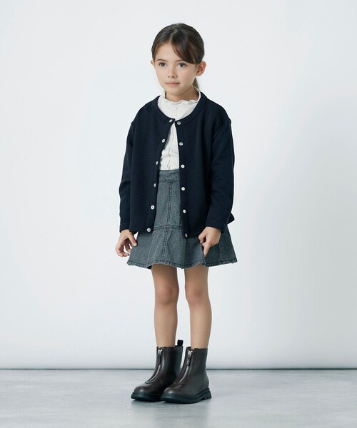 green label relaxing（グリーンレーベルリラクシング）の「TJ 裏毛 カーディガン / キッズ  100cm-130cm（カーディガン/ボレロ・キッズ・ナチュラル/ブラック/ライトブルー・100cm/110cm/120cm/130cm）」の7枚目の写真