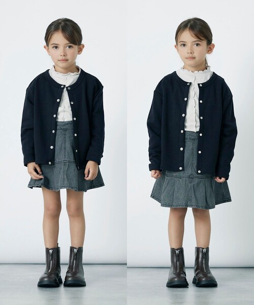 green label relaxing（グリーンレーベルリラクシング）の「TJ 裏毛 カーディガン / キッズ  100cm-130cm（カーディガン/ボレロ・キッズ・ナチュラル/ブラック/ライトブルー・100cm/110cm/120cm/130cm）」の10枚目の写真